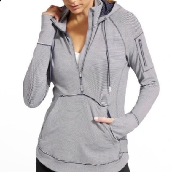 Athleta Tops - Athleta Women's heavenly hail navy Stripe Hoodie size XS